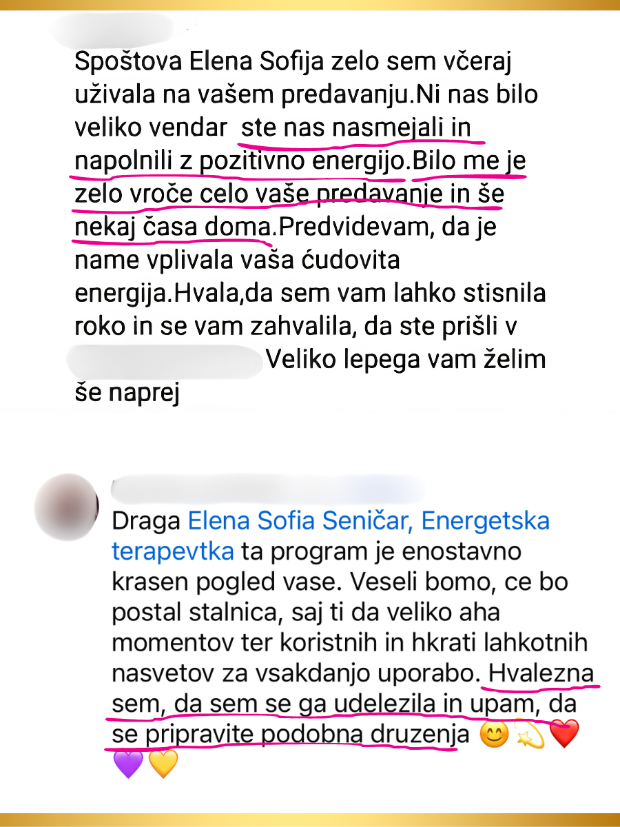Zahvala udeleženke — Elena Sofia Seničar