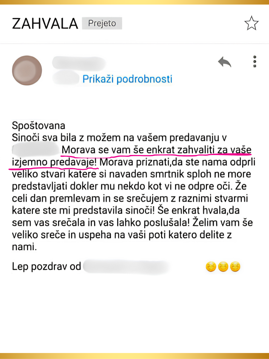 Zahvala udeleženke — Elena Sofia Seničar