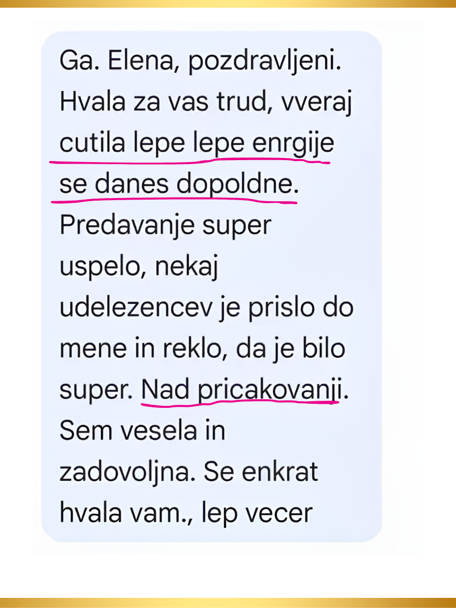 Zahvala udeleženke — Elena Sofia Seničar